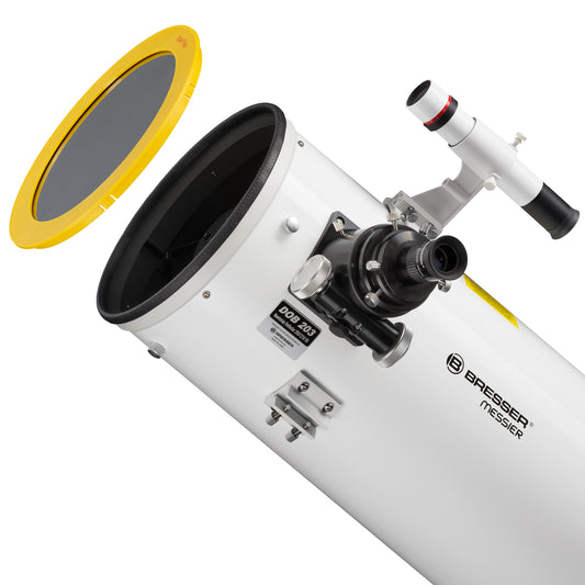 Télescope Dobson Bresser Messier 203 mm vue d'ensemble avec accessoires fournis