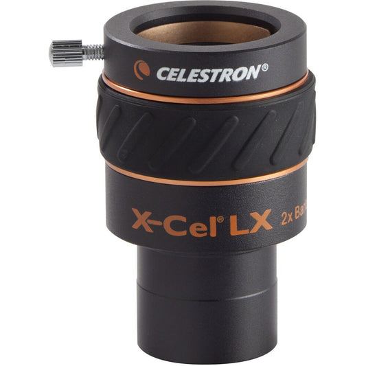 Barlow X-CEL LX 2x Celestron — corps métal anodisé et serrage laiton 1,25 pouces