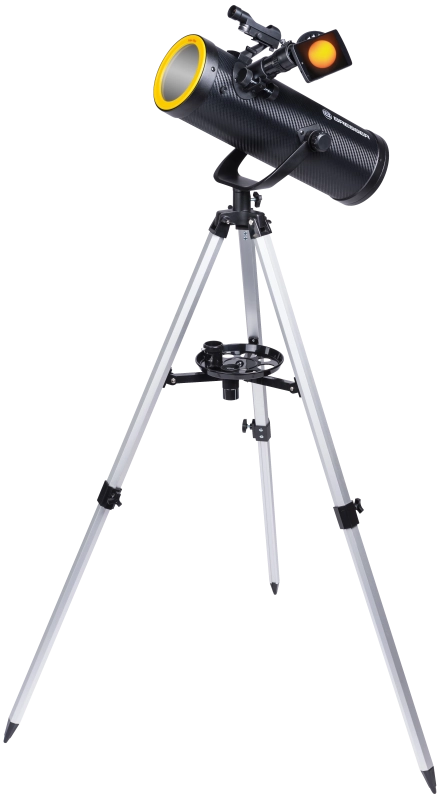 Bresser Solarix 114/500 — filtre solaire CE monté sur l'objectif, éclipse 2026