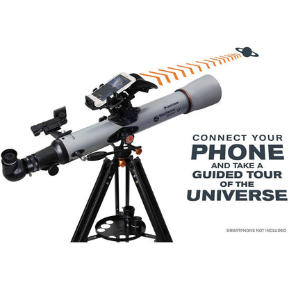 Lunette Celestron StarSense Explorer LT 70AZ — réfracteur 70/700 sur monture azimutale avec berceau smartphone et trépied pleine hauteur