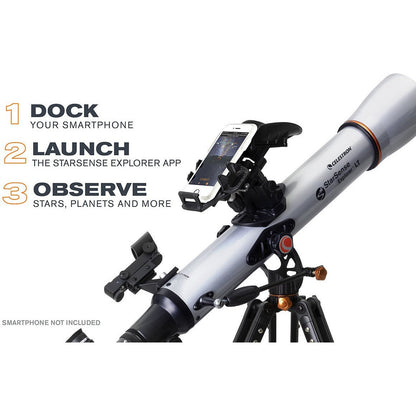 Celestron StarSense Explorer LT 70AZ — lunette astronomique 70 mm à f/10 pour débutant, pointage guidé par smartphone