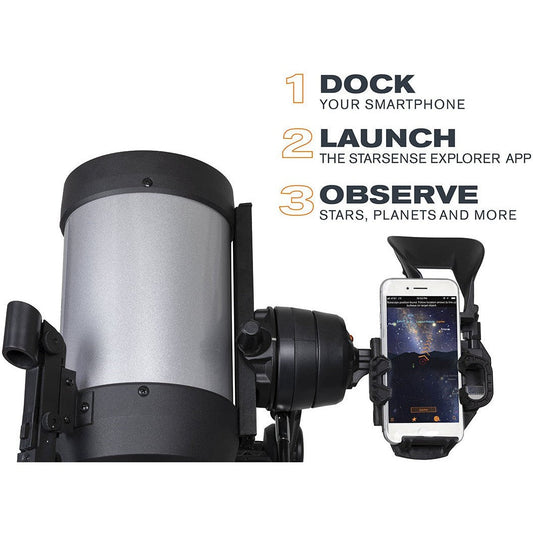 Berceau smartphone StarSense monté sur le télescope Celestron StarSense Explorer DX 6 pouces