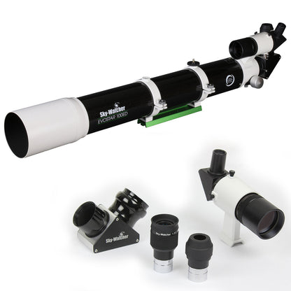 Lunette astronomique Sky-Watcher Evostar 100/900 ED APO — doublet apochromatique 100 mm avec colliers et queue-d'aronde