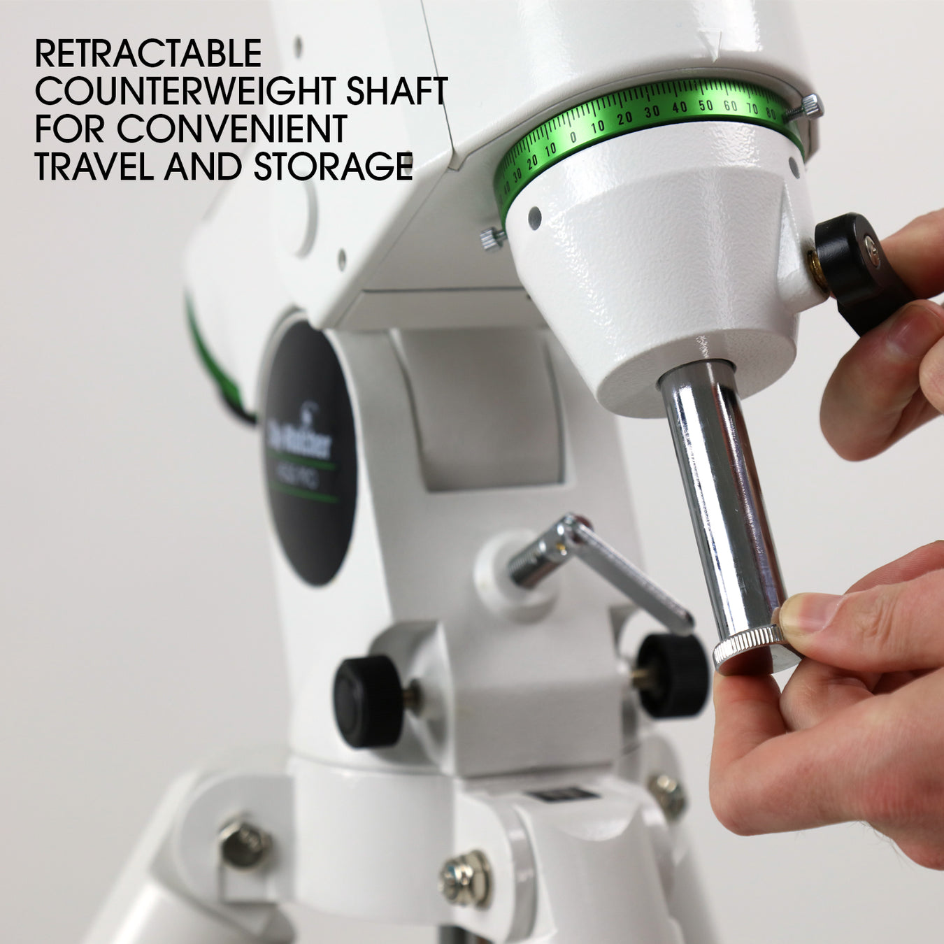 Axe de contrepoids rétractable de la monture Sky-Watcher HEQ5 Pro pour le transport
