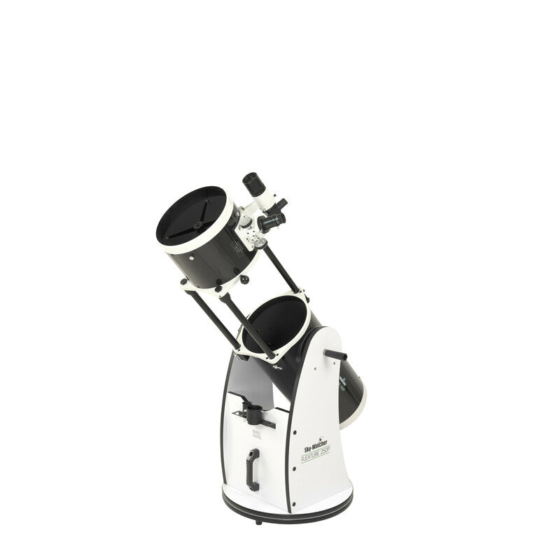 Dobson Sky-Watcher 254 mm FlexTube vue de trois quarts avant, tube déployé