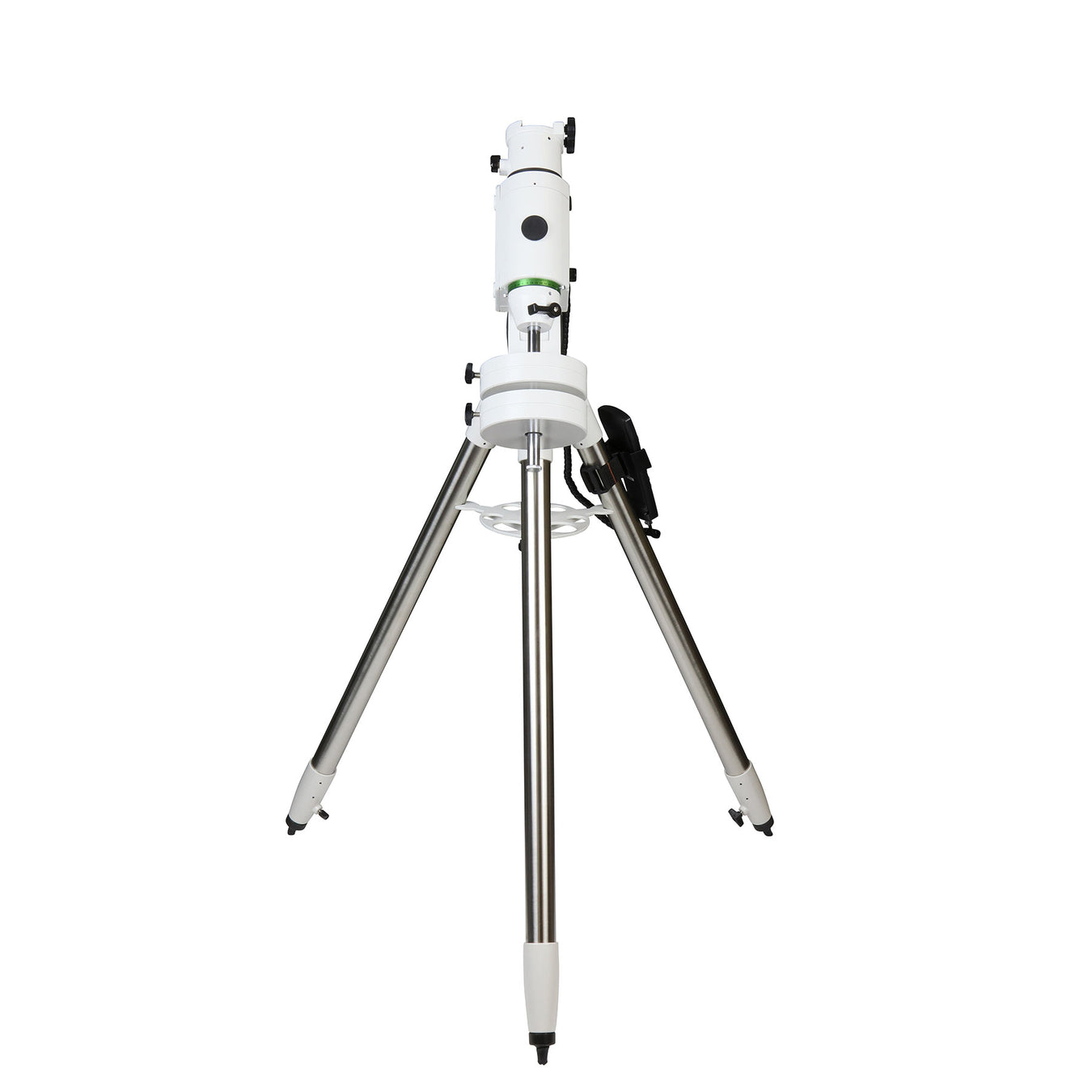 Monture Sky-Watcher HEQ5 Pro vue de face avec platine double D/V et raquette SynScan V5