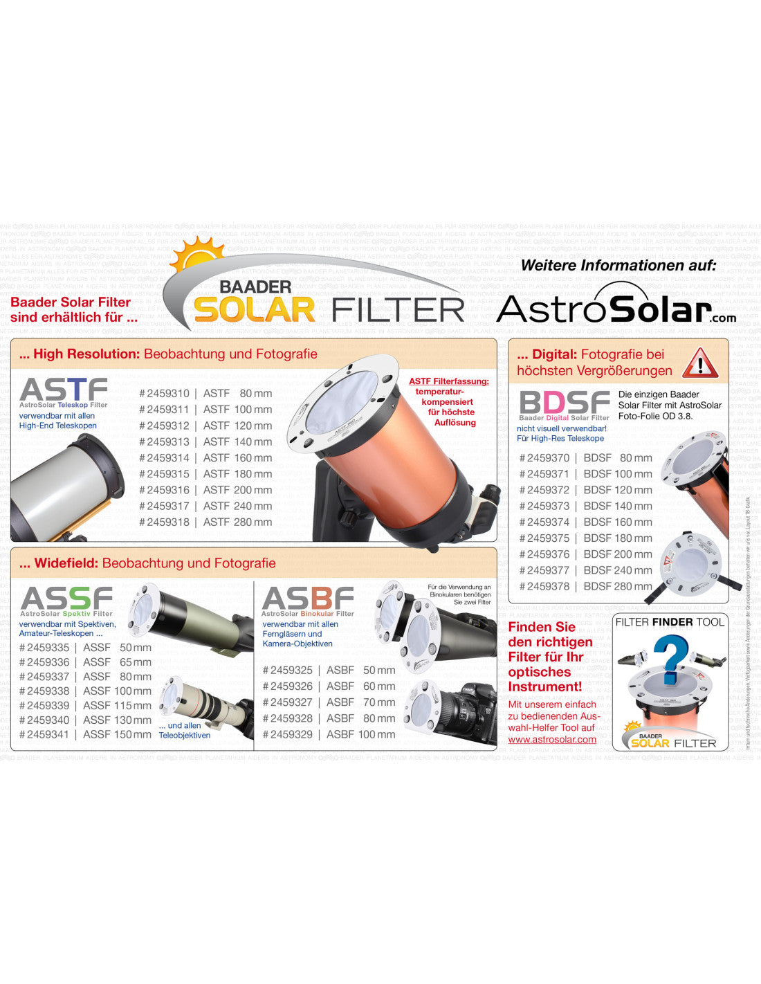 Filtre solaire AstroSolar Baader — pour télescope et lunette