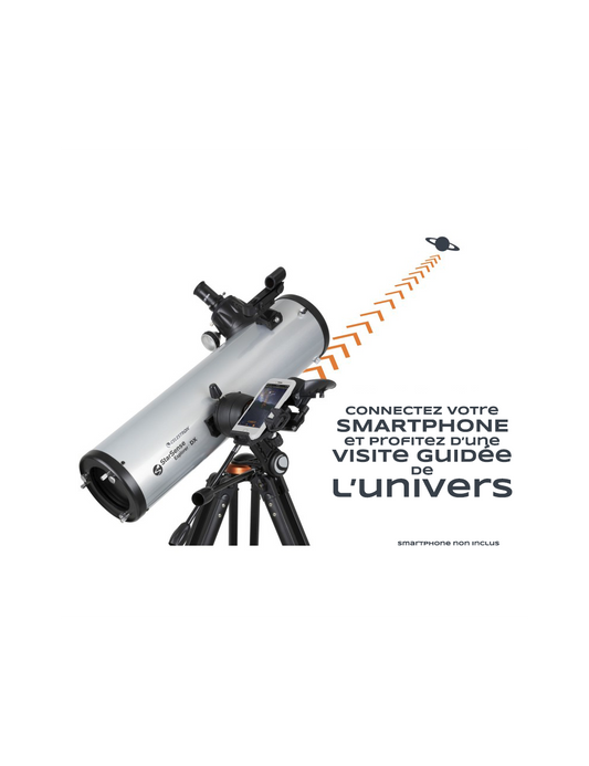 StarSense Explorer DX 130AZ — miroir Newton 130 mm et support smartphone sur le côté